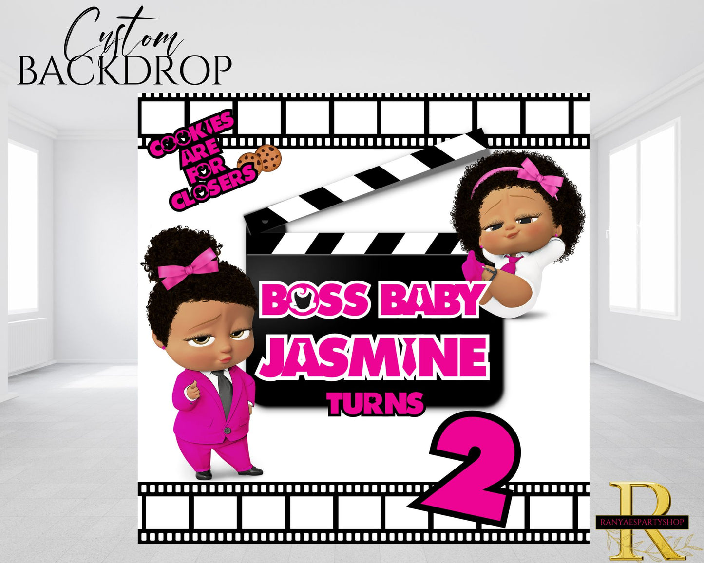 African American Boss Baby Backdrop | Boss Baby Banner | Party Backdrop | Birthday Backdrop | Boss Baby Party