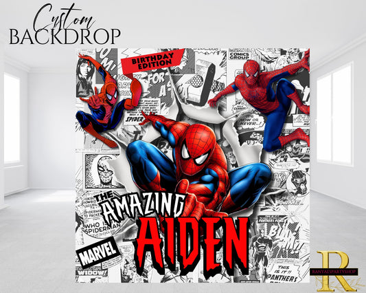 Spiderman Birthday Party Backdrop | Spiderman Banner | Spiderman Party | Birthday Backdrop