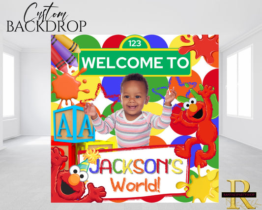 Elmo's World Party Backdrop | Elmo's World Birthday Party| Birthday Backdrop | Birthday  Banner