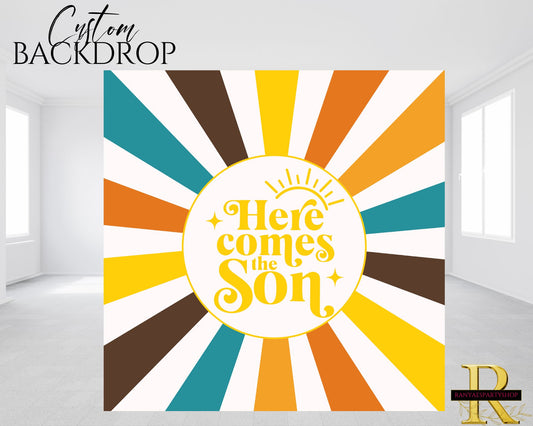 Here Comes the Son Backdrop | Baby Shower Banner | Baby Shower Backdrop | Here Comes the Son Baby Shower Decorations