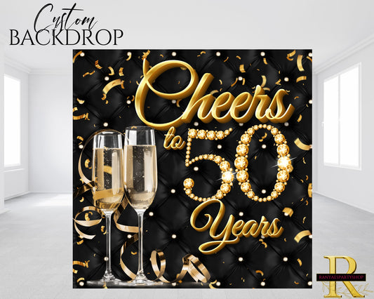 Cheers to Birthday Party Backdrop | Cheers to 50 Birthday Party Banner | Birthday Party Decorations | Birthday Backdrop (Copy)