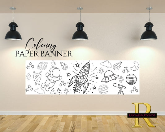 Outer Space Coloring Banner | Coloring Fun | Family Fun | Group Activity | Coloring Activity |