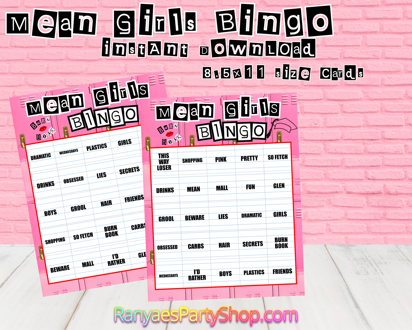 Mean Girls Bingo | Girls Night Games | Family Fun | Girls Night Game Activity | Instant Download