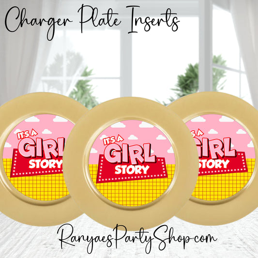 Girl Story 7" inch Charger Plate Insert | Instant Download | Digital Plate Insert | Girl Story Baby Shower