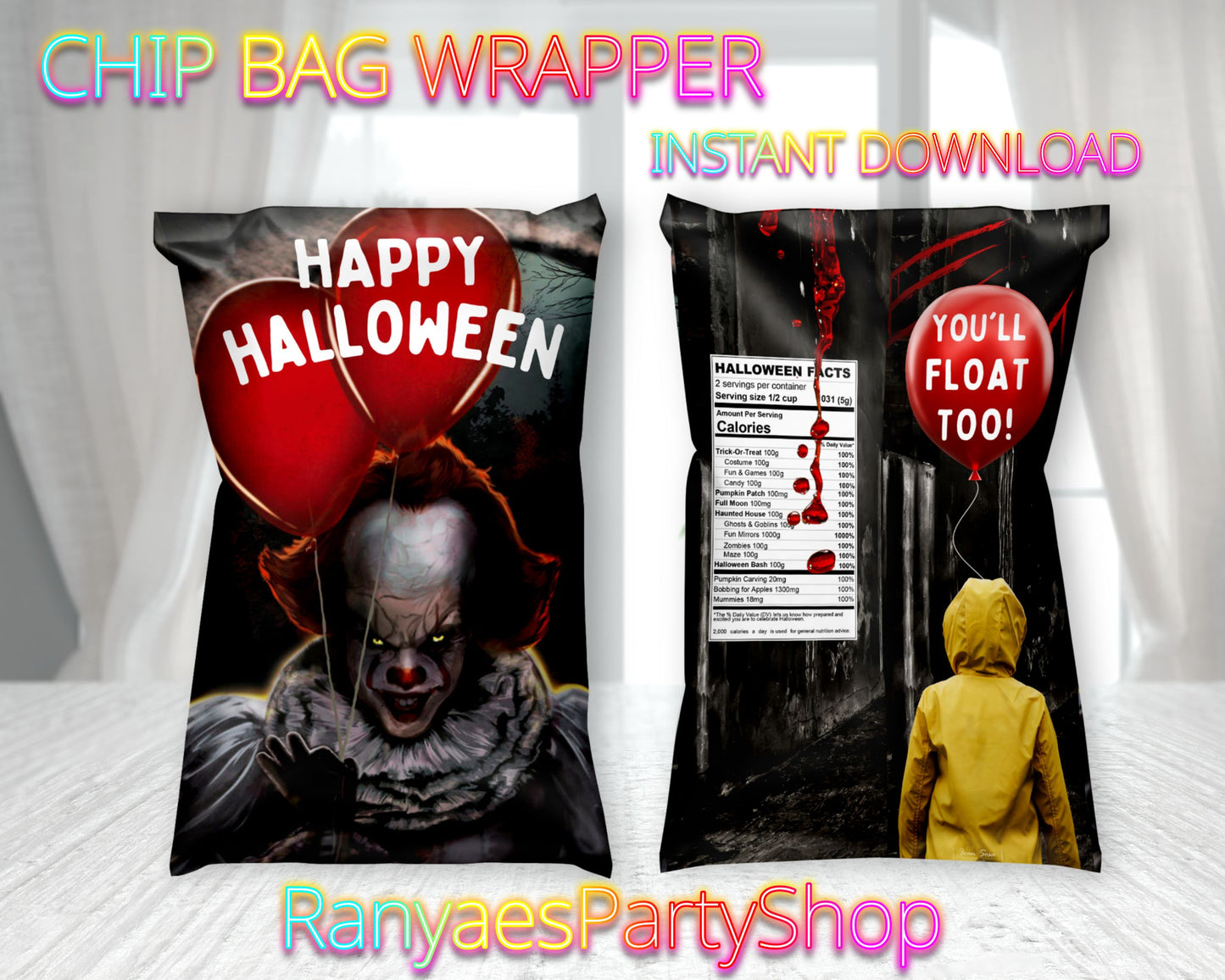 Penny Wise Chip Bag Wrapper | Penny Wise Chip Bag Wrapper | IT Halloween Chip Bag | Digital File Only | Instant Download