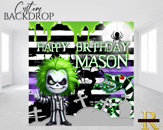 Beetlejuice Party Backdrop | Beetlejuice Birthday Party | Birthday Backdrop | Birthday  Banner