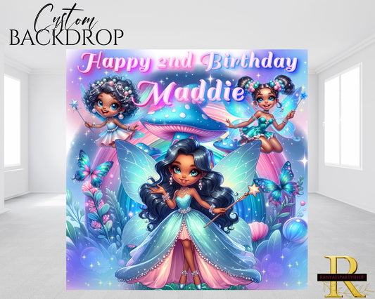 African American Fairy Backdrop | African American Fairy Party | Birthday Backdrop | Birthday  Banner