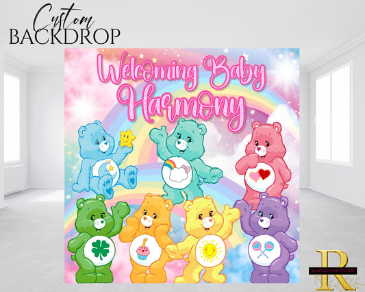 Care Bears Pastel Backdrop | Care Bears Banner | Care Bear Birthday Backdrop | Care Bear Party Banner