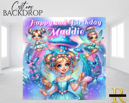 Fairy Backdrop | Fairy Party | Birthday Backdrop | Birthday  Banner | Fairy Birthday Party Backdrop