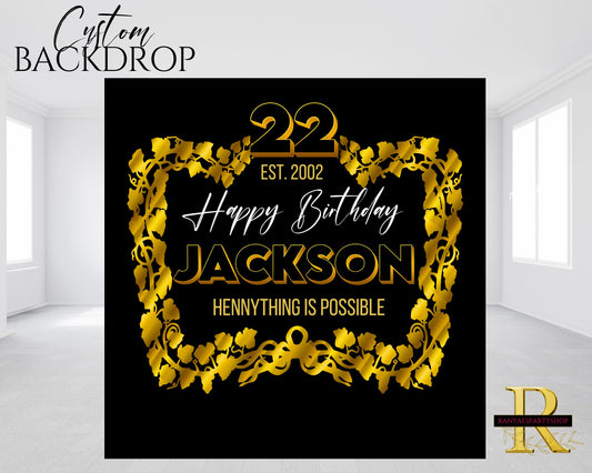 Cognac Vinyl Backdrop | Birthday Backdrop | Birthday Party Banner | Henny Backdrop