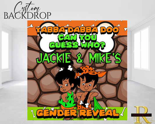 African American Bam Bam & Pebbles Gender Reveal | Gender Reveal Backdrop | Gender Reveal Decorations