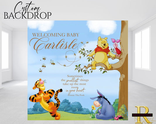 Pooh Baby Shower Backdrop | Winnie the Pooh Backdrop | Baby Shower Backdrop | Winnie the Pooh Baby Shower