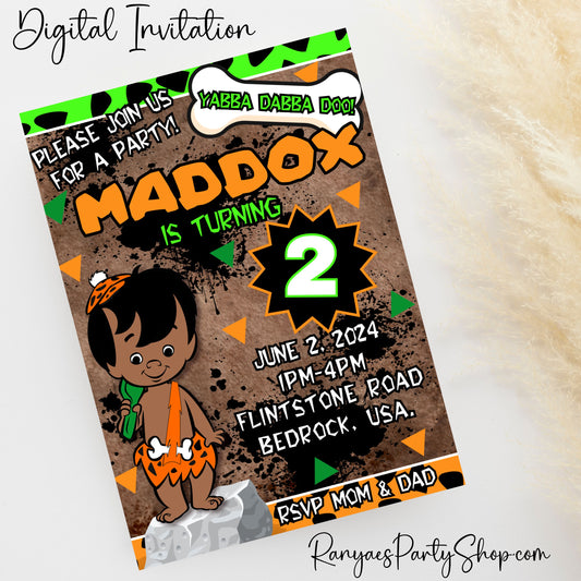 Bam Bam 5x7 Digital Invitation | Bam Bam Party Invite | Bam Bam | Birthday Party Invitation | Digital File Only