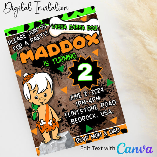 Bam Bam 5x7 Digital Invitation | Editable Text with  Canva | You Save | You Download | You Print | Digital File Only