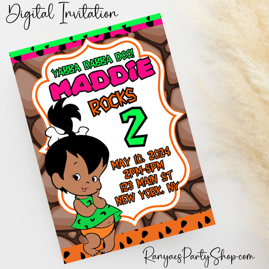 Pebbles 5x7 Digital Invitation | Pebbles Party Invite | Pebbles | Birthday Party Invitation | Digital File Only