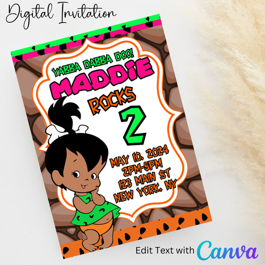 African American Pebbles 5x7 Digital Invitation | Editable Text with  Canva | You Save | You Download | You Print | Digital File Only