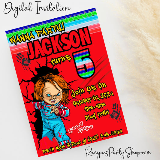 Chucky 5x7 Digital Invitation | Chucky Birthday Party Invite | Child's Play Birthday Invitation | Digital File Only