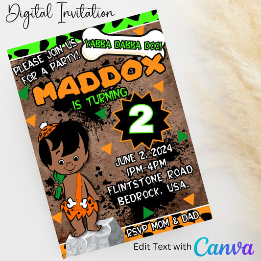 African American Bam Bam 5x7 Digital Invitation | Editable Text with Canva | You Save | You Download | You Print | Digital File Only