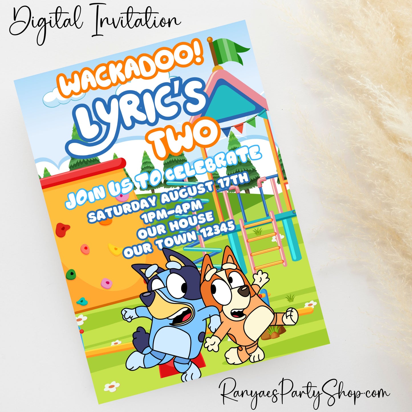 Bluey 5x7 Digital Invitation | Bluey Party Invite | Bluey | Birthday Party Invitation | Digital File Only