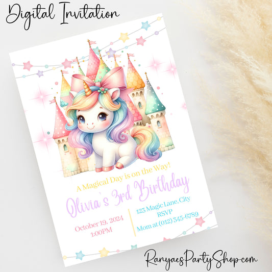 Unicorn Birthday 5x7 Digital Invitation | Unicorn Party Invite | Magical Unicorn Party | Birthday Party Invitation | Digital File Only