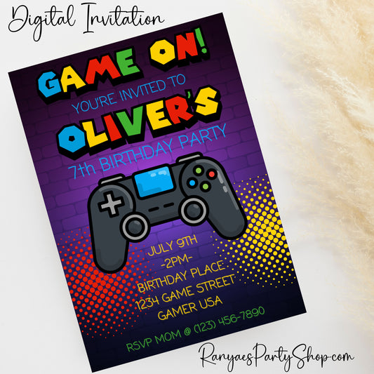 Game On 5x7 Digital Invitation | Game On Birthday Party Invite | Game On | Birthday Party Invitation | Digital File Only