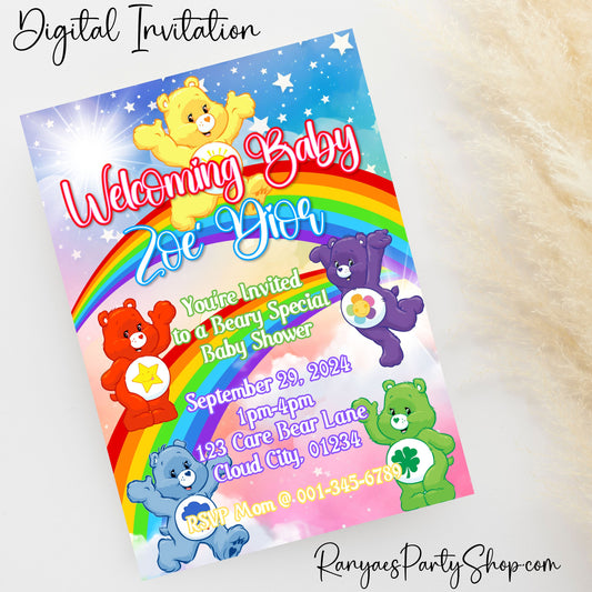 Care Bears 5x7 Digital Invitation | Care Bears Baby Shower Invite | Care Bears Birthday Invitation | Digital File Only