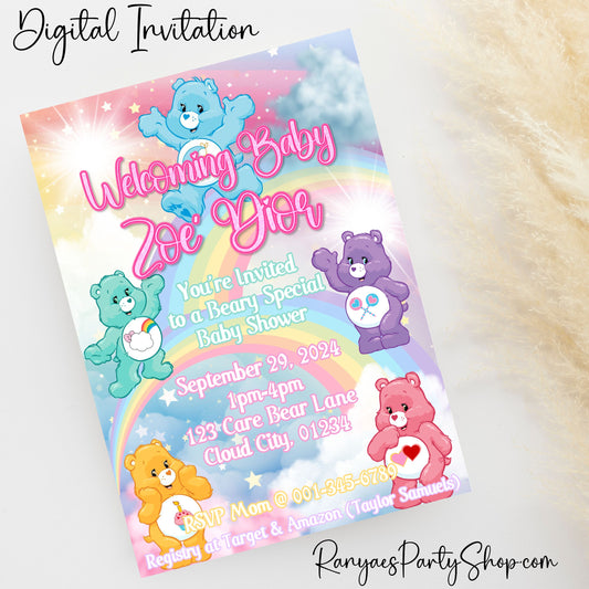 Care Bears 5x7 Digital Invitation | Care Bears Baby Shower Invite | Care Bears Birthday Invitation | Digital File Only