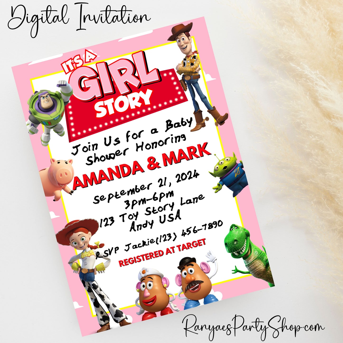 Girl Story 5x7 Digital Invitation | Girl Story Baby Shower Invite | Girl Story Baby Shower | Digital File Only