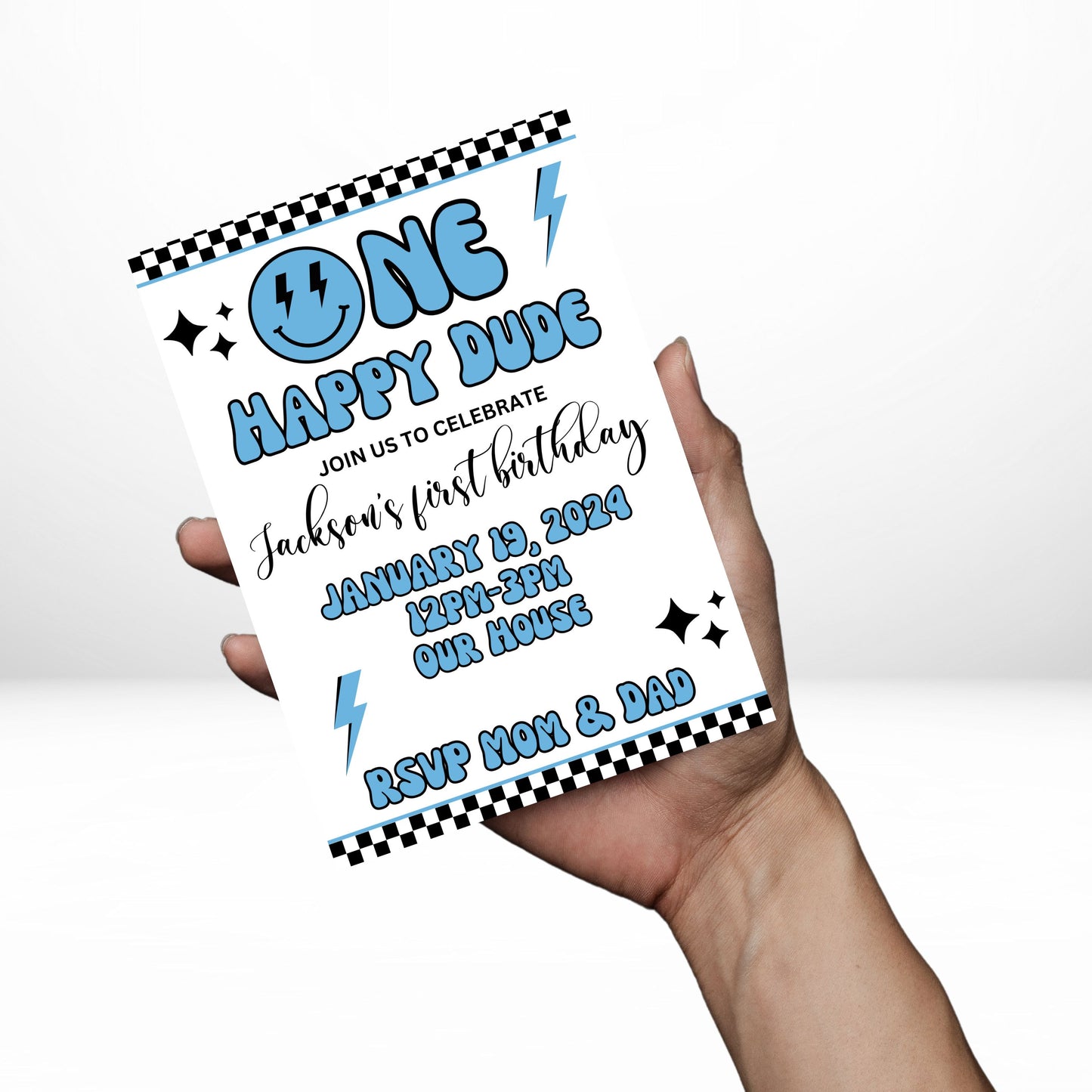 One Happy Dude 5x7 Digital Invitation | Happy Dude Party Invite | Edit Text with Canva | Birthday Party Invitation | Digital File Only