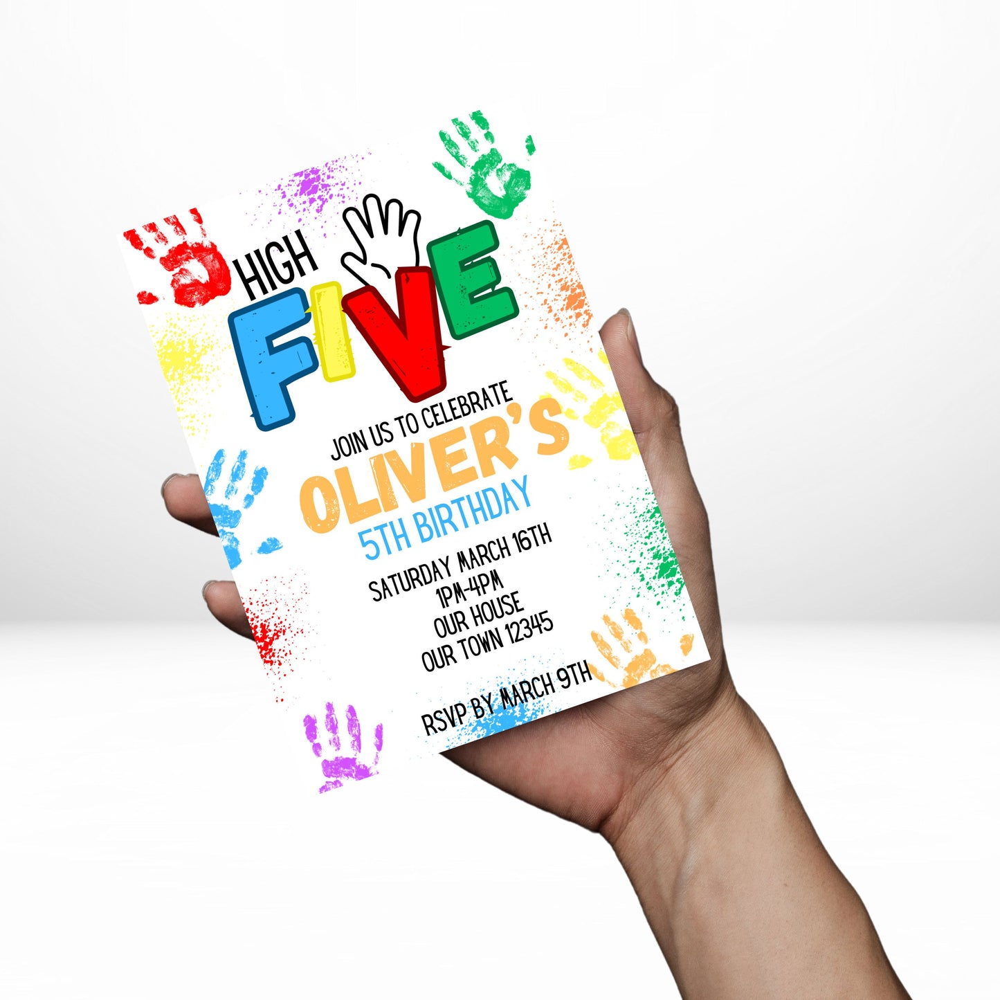 High Five 5x7 Digital Invitation | High 5 Party Invite | Edit Text with Canva | Birthday Party Invitation | Digital File Only