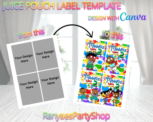 Juice Pouch Label Template | Create Your Own Juice Pouch Labels | Blank Templates | You Design | Design with Canva | Canva Template