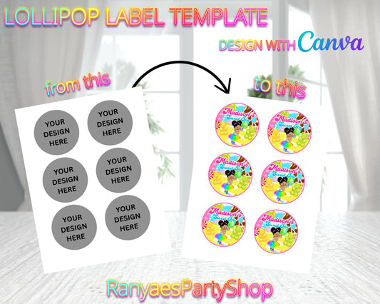 Lollipop Label Template | Create Your Own Lollipop Labels | Blank Templates | You Design | Design with Canva | Canva Template