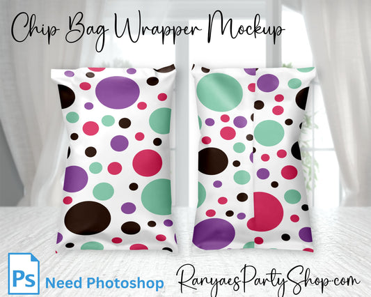 Chip Bag Wrapper Mockup | Add your Own Image and Background | Photoshop Mockup