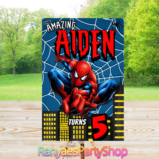 Spiderman Party Sign | Spiderman Digital Party Sign | Welcome Party Sign | 20x30 | Digital File Only