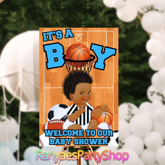 It's A Boy Sports Theme Welcome Sign | Digital Baby Shower Sign | Instant Download | 20x30 | Digital File Only