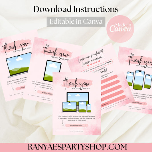 Digital Product Download Instructions | Create Your Own Product Instructions | Edit with Canva | Canva Template