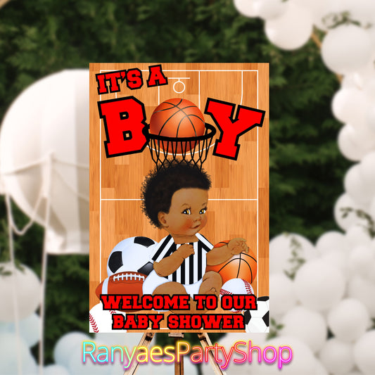 It's A Boy Sports Theme Welcome Sign | Digital Baby Shower Sign | Instant Download | 20x30 | Digital File Only