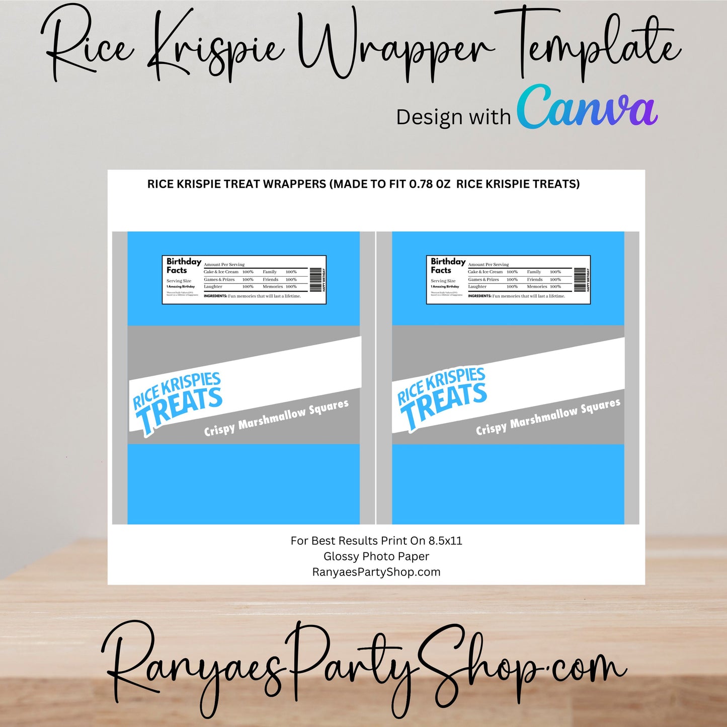 Rice Krispie Wrapper Template | Create Your Own Rice Krispie Wrapper | Blank Templates | You Design | Design with Canva | Canva Template