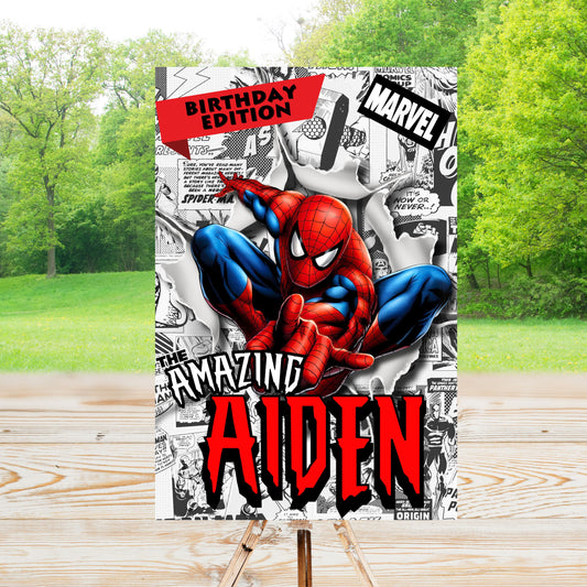 Spiderman Party Sign | Spiderman Digital Party Sign | Welcome Party Sign | 20x30 | Digital File Only