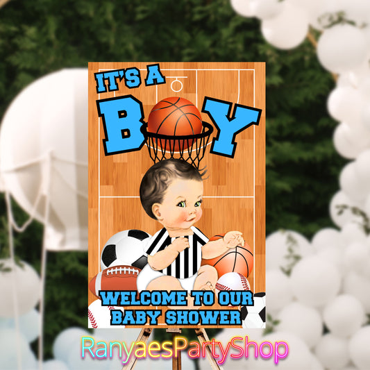 It's A Boy Sports Theme Welcome Sign | Digital Baby Shower Sign | Instant Download | 20x30 | Digital File Only