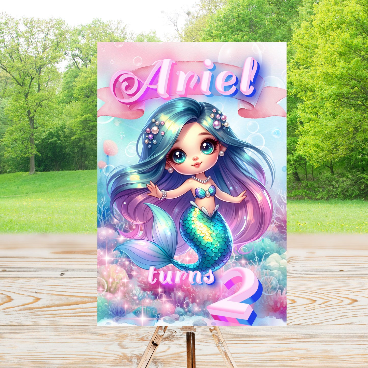 Mermaid Party Sign | Digital Party Sign | Welcome Party Sign | 20x30 | Digital File Only