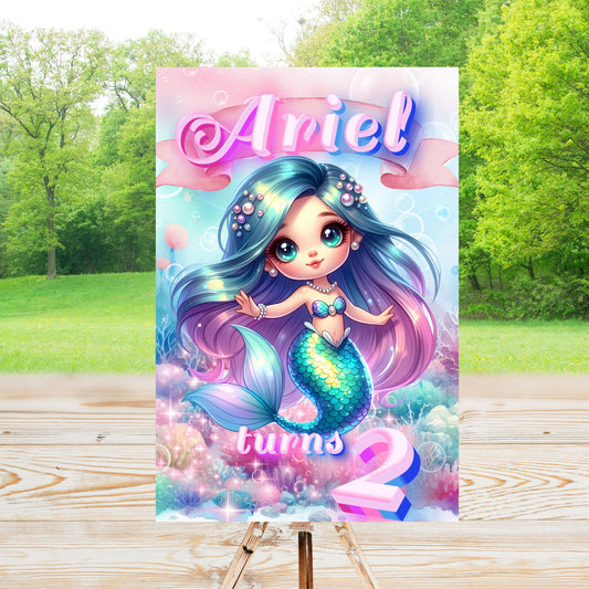 Mermaid Party Sign | Digital Party Sign | Welcome Party Sign | 20x30 | Digital File Only