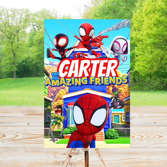 Spidey and his Amazing Friends Party Sign | Digital Party Sign | Welcome Party Sign | 20x30 | Digital File Only