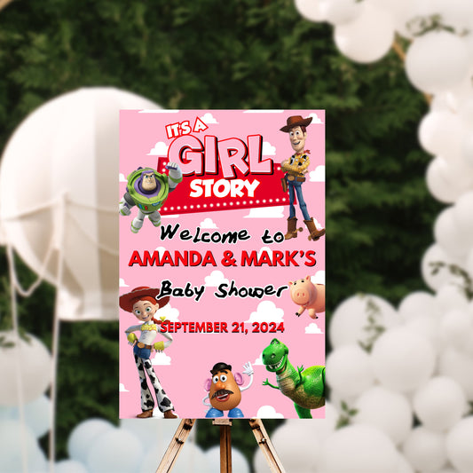 Girl Story Baby Shower Welcome Sign | Girl Story Digital Welcome Sign | Girl Story Baby Shower | 20x30 | Digital File Only