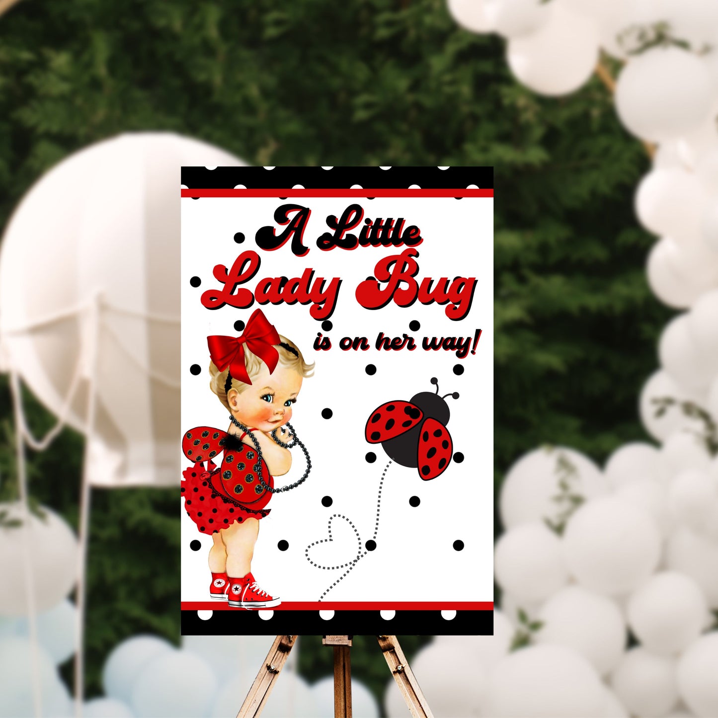 Lady Bug Baby Shower Sign | Digital Party Sign | Instant Download | 20x30 | Digital File Only