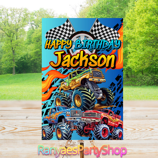 Monster Truck Party Sign | Monster Truck Digital Welcome Sign | Monster Truck Birthday Party | 20x30 | Digital File Only