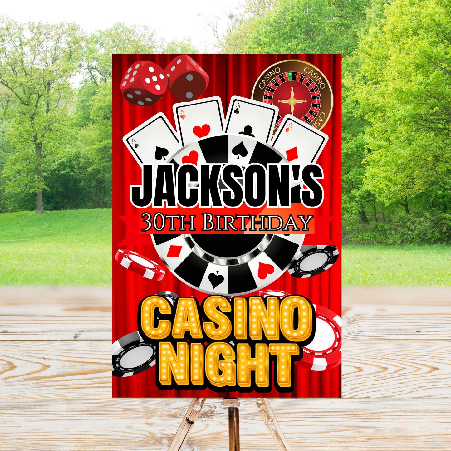 Casino Party Sign | Edit Text with Canva | You Save | You Download | You Print | DIGITAL FILE ONLY