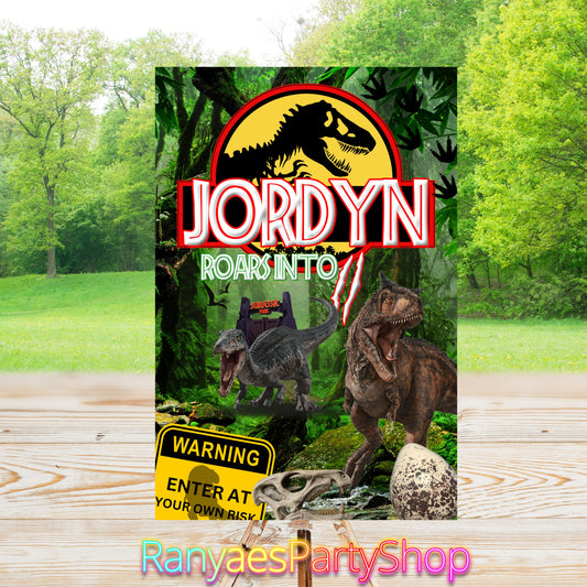 Dinosaur Birthday Party Sign | Jurassic Park Party Digital Party Sign | Welcome Party Sign | 20x30 | Digital File Only