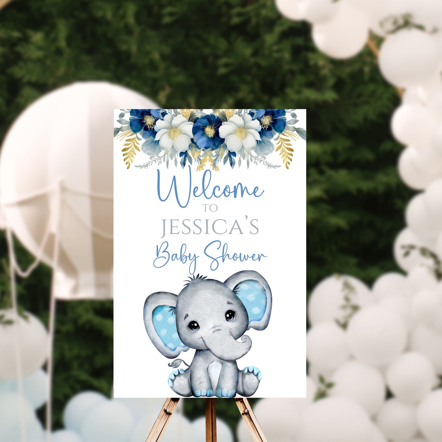 Elephant Baby Shower Welcome Sign | Elephant Digital Welcome Sign | Elephant Baby Shower | 20x30 | Digital File Only