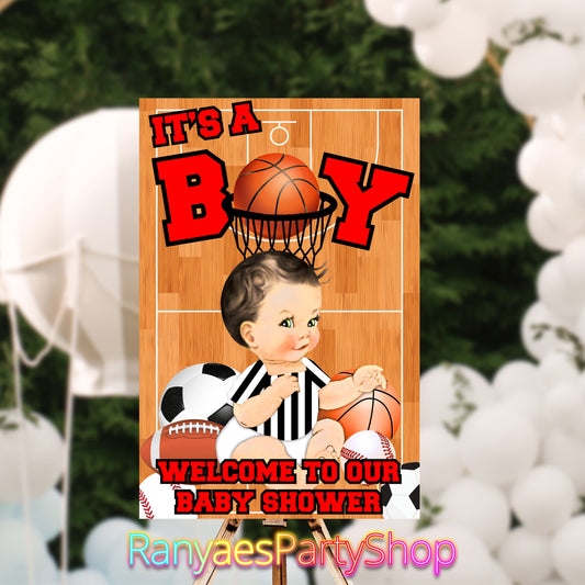 It's A Boy Sports Theme Welcome Sign | Digital Baby Shower Sign | Instant Download | 20x30 | Digital File Only